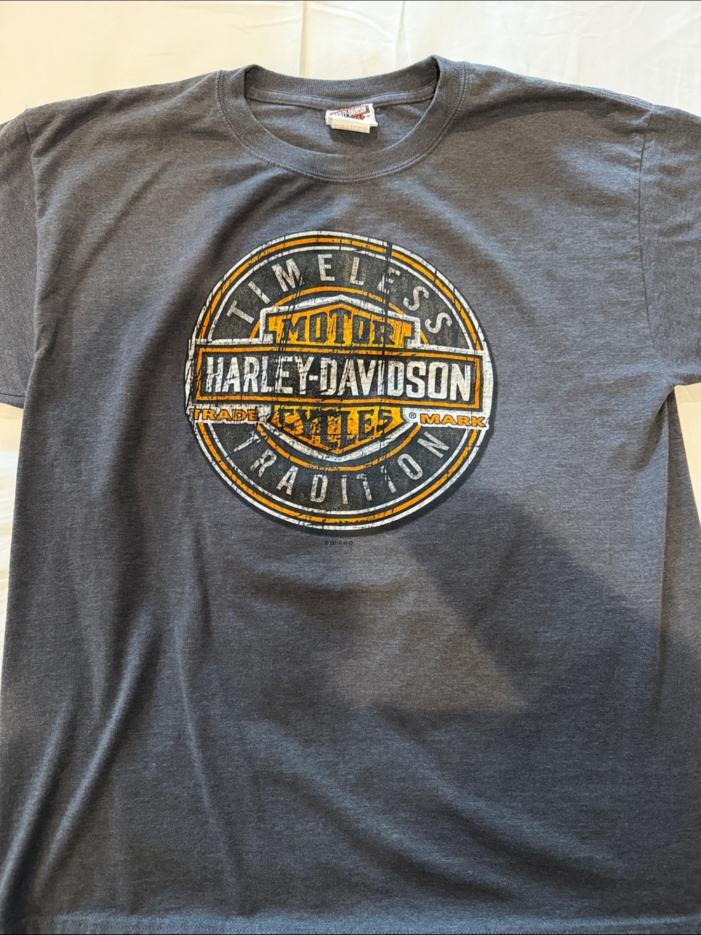 Harley-Davidson Gray Short-Sleeve Tee with Orange and White Logo
